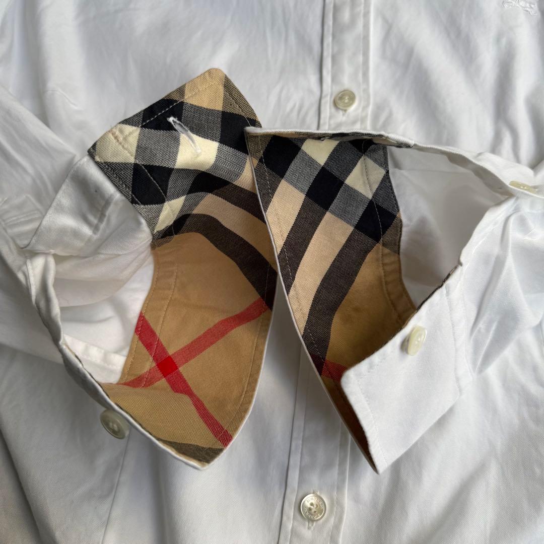 美品 BURBERRY バーバリー コットンシャツ ホワイト ノバチェック 46