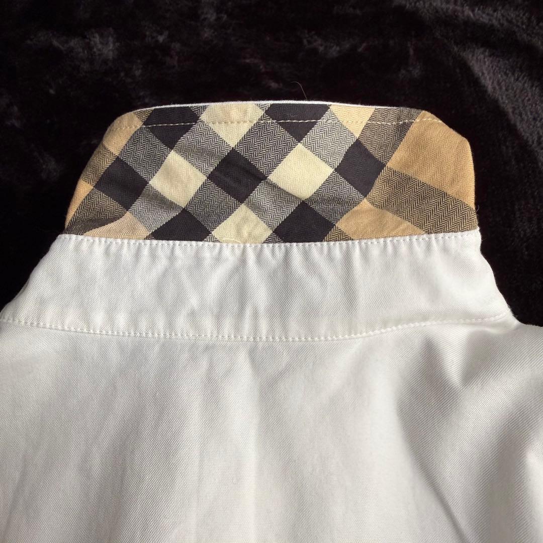 美品 BURBERRY バーバリー コットンシャツ ホワイト ノバチェック 46
