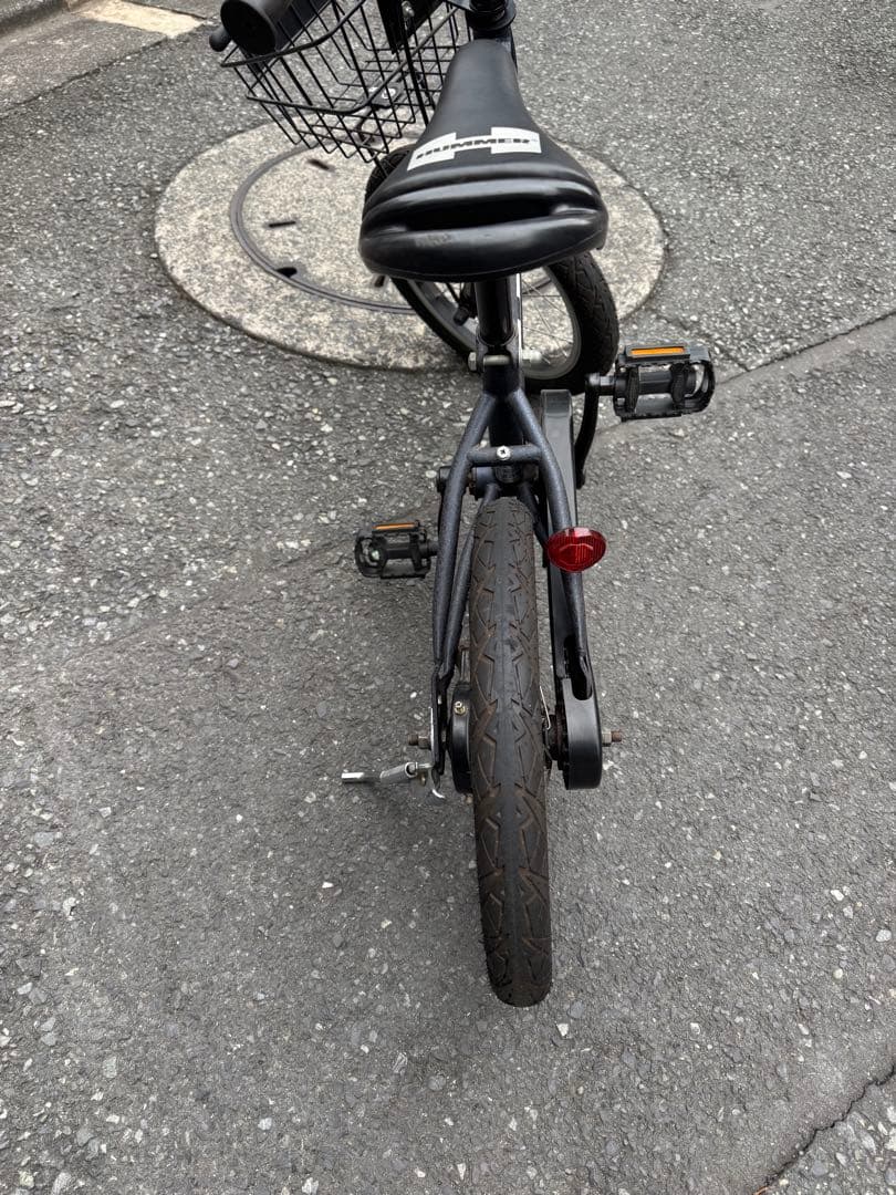 【直接引き取り限定&配達も可】HUMMER キッズ自転車 ブラック 前カゴ 付き