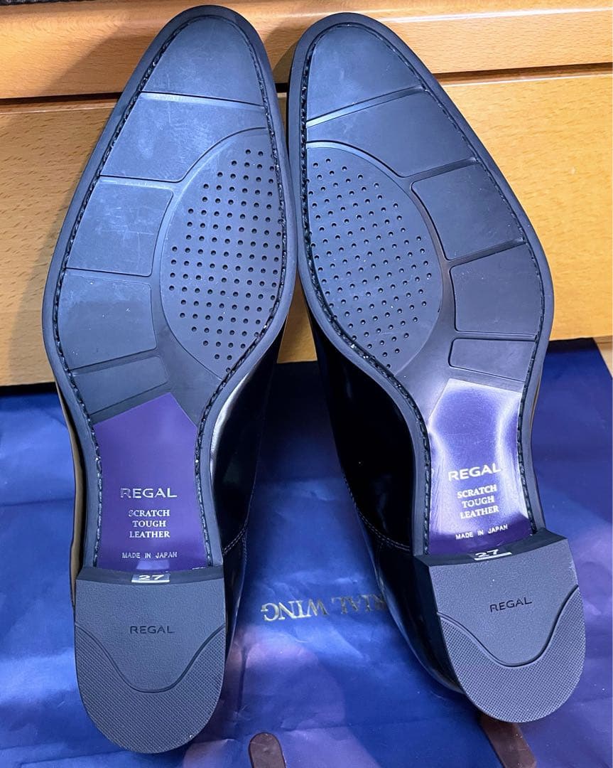 新品リーガルストレートチップビジネスシューズスクラッチタフレザー27