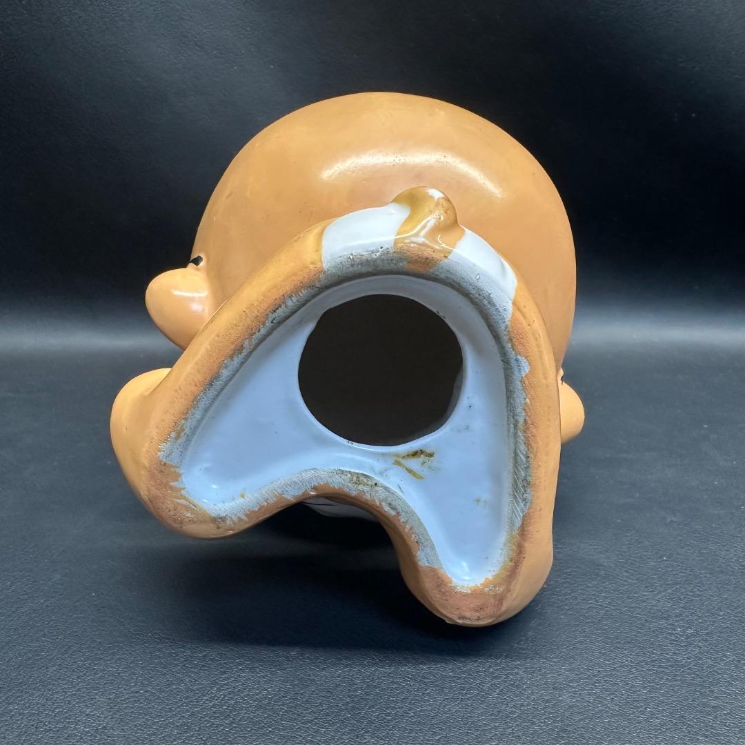 ♡Fa右1012 レトロ 陶器製 貯金箱 猿 黒縁メガネ ヴィンテージ