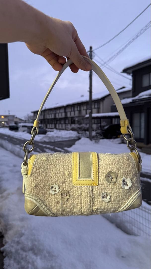 Coach Soho tweed weave baguette コーチ