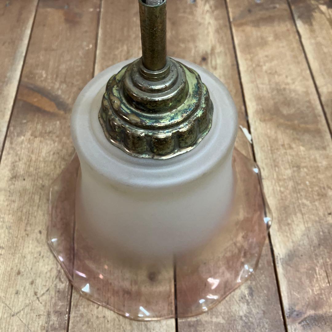 D-2 ⑤ 昭和レトロ フリル型 ガラスシェード ペンダントライト シーリング