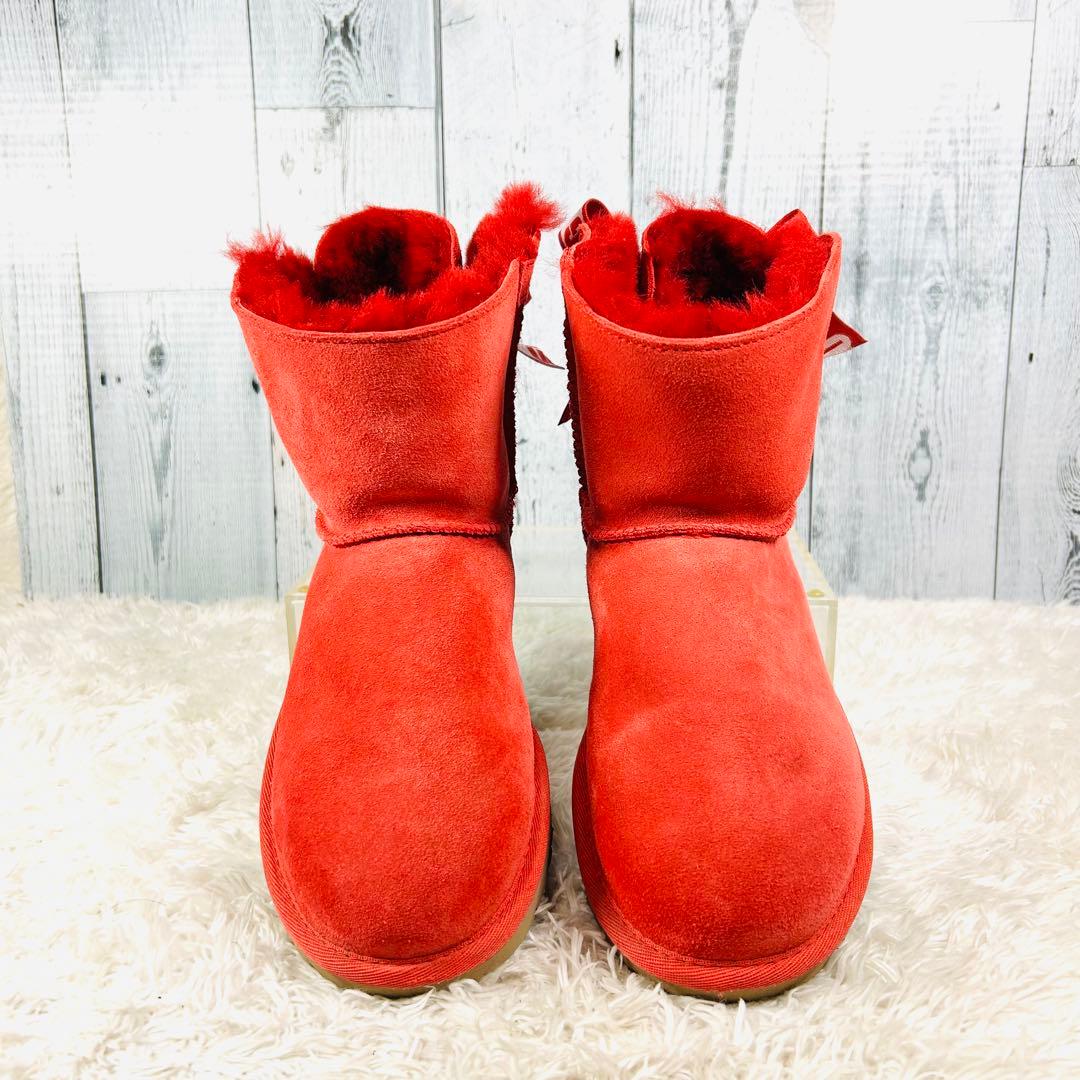 【美品】UGG 海外モデル リボン付 ムートンブーツ ベイリーボウ ミニ