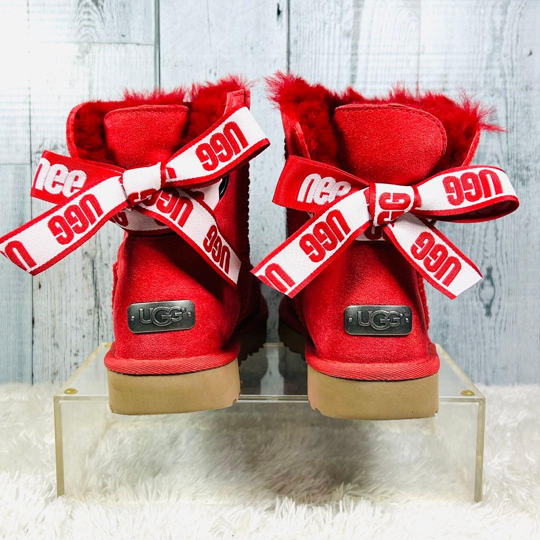 【美品】UGG 海外モデル リボン付 ムートンブーツ ベイリーボウ ミニ