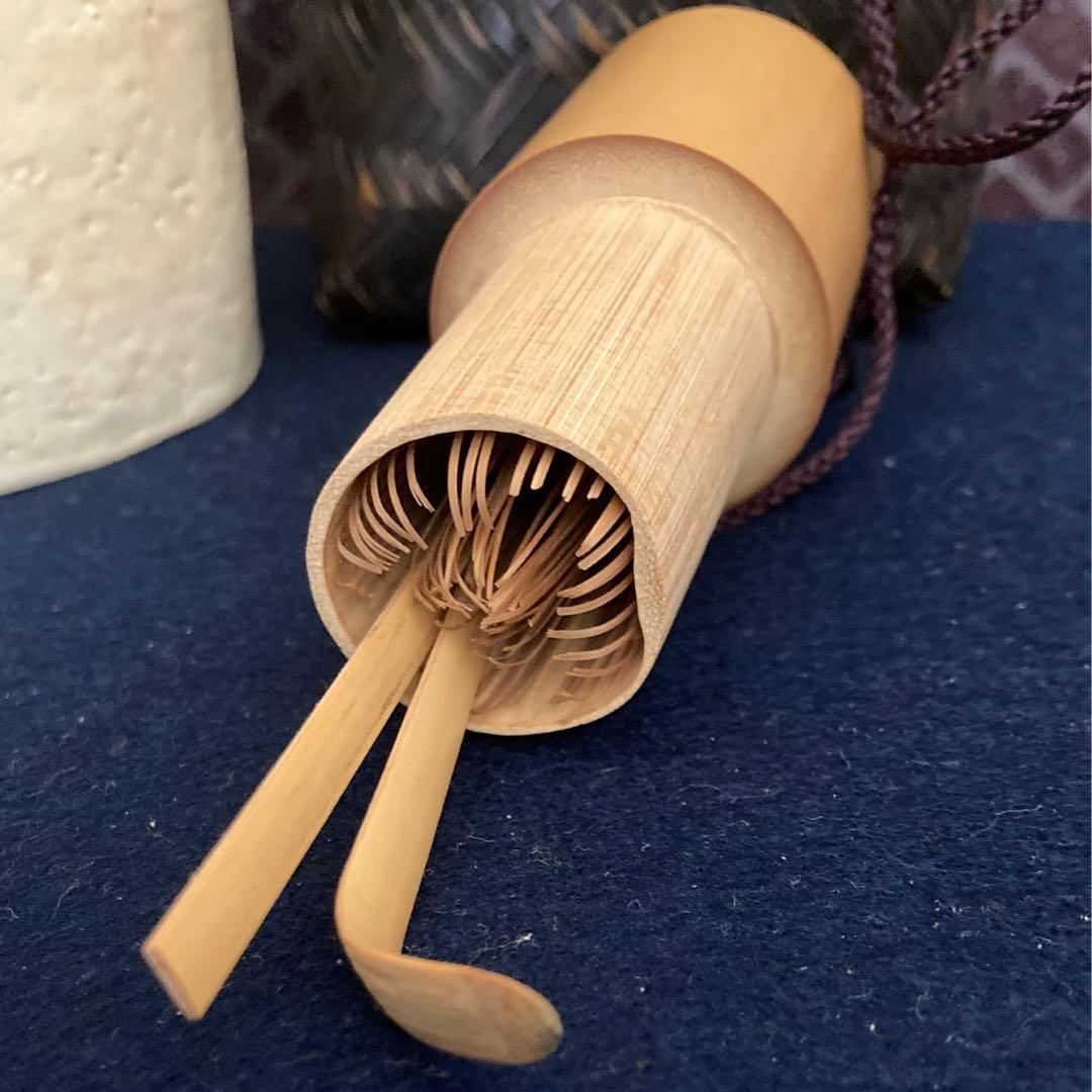 白楽茶碗　野立て茶器一式　茶筅　茶杓