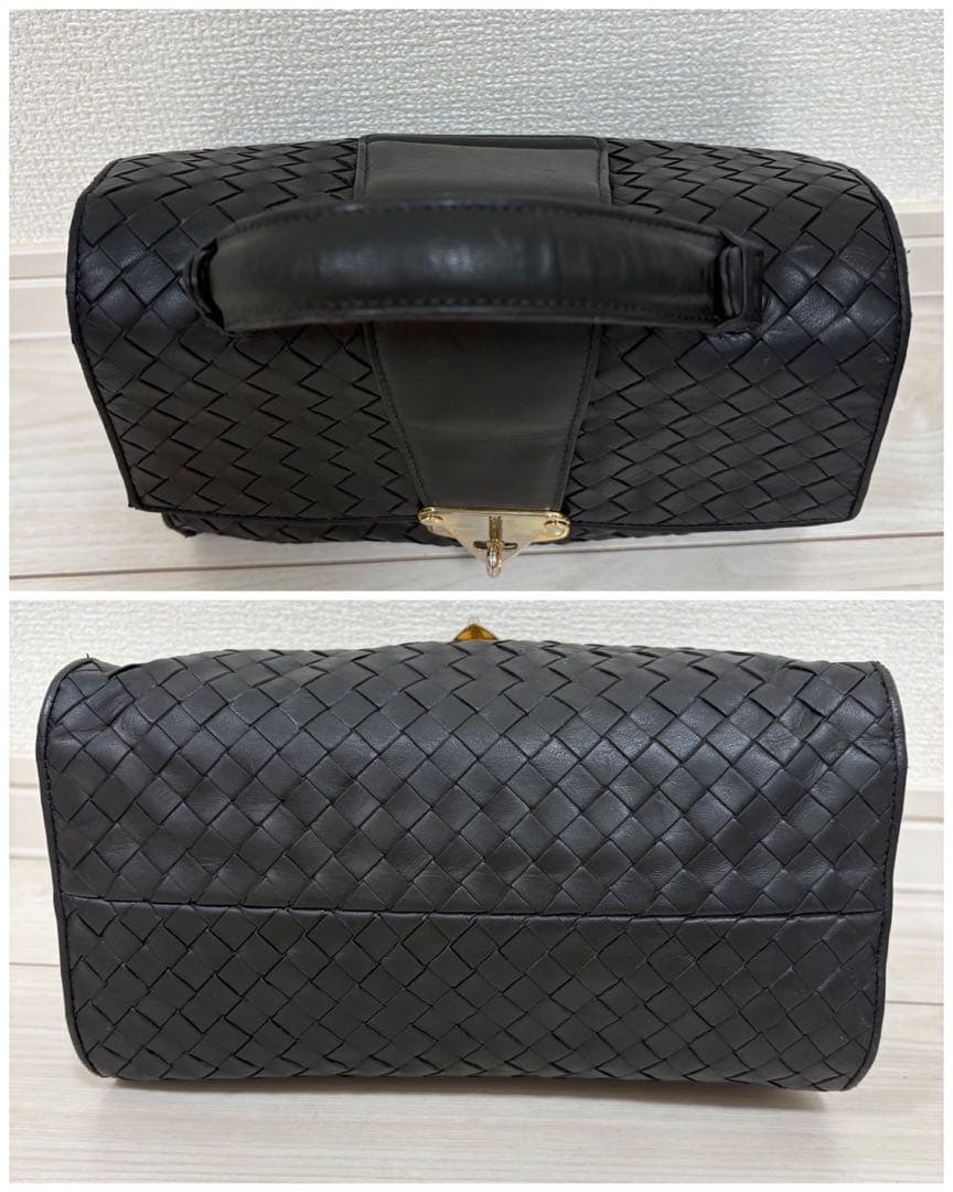 ボッテガヴェネタ イントレチャート ワンバンドルバッグ ターンロック ブラック