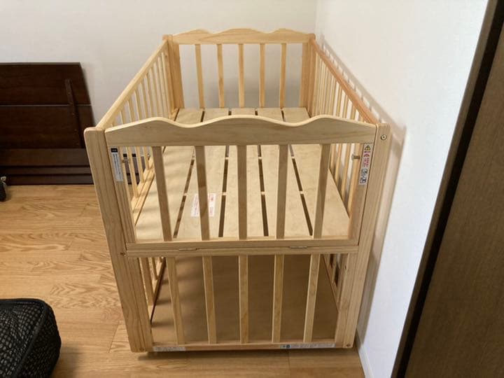 下段床補強 フラル Wオープンすのこベビーベッド 中古