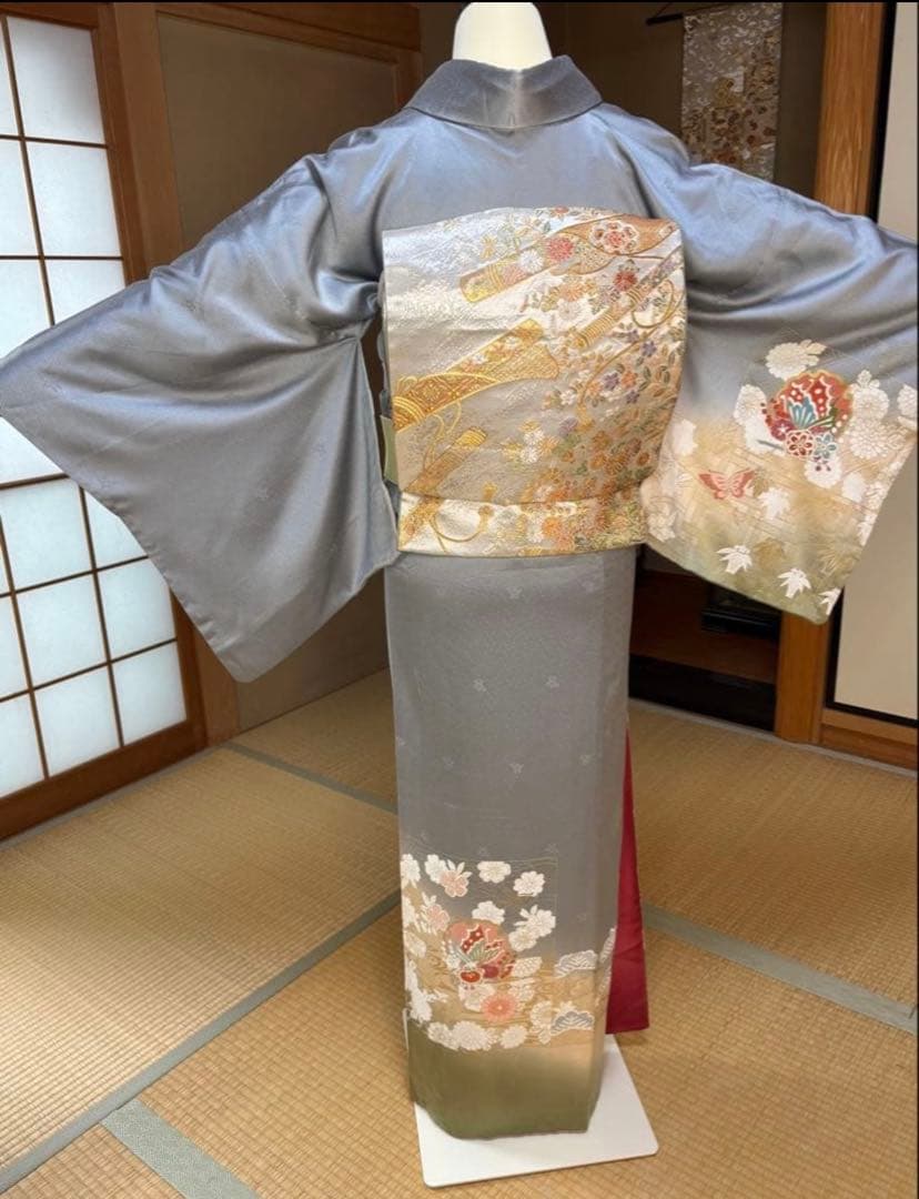 ⭐️華やかフォーマル4点フルセット 正絹訪問着　袋帯　帯締め帯揚げ