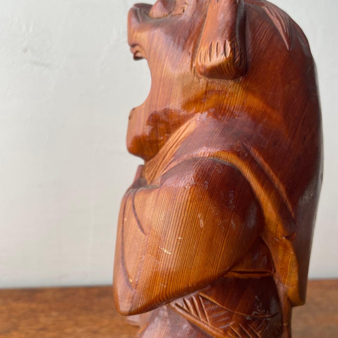 木彫り　獅子被り大黒天　獅子舞　大黒様　七福神　木製　縁起物