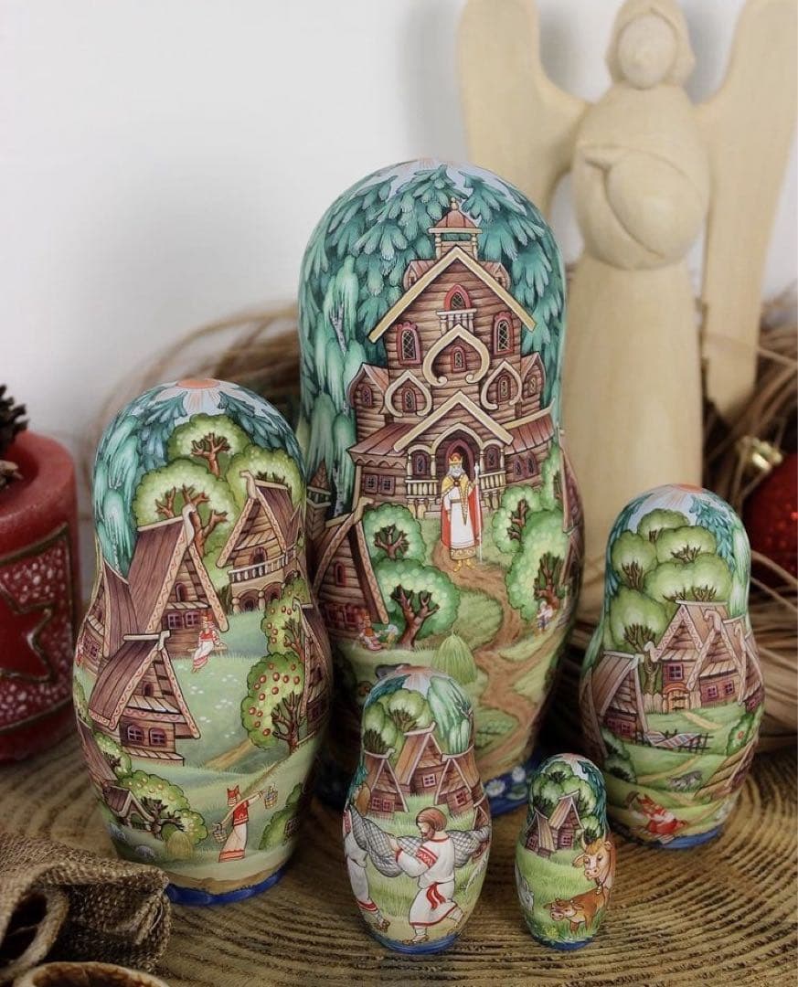 ロシア雑貨☆イコン マトリョーシカ民話(5P)コブロフ工房