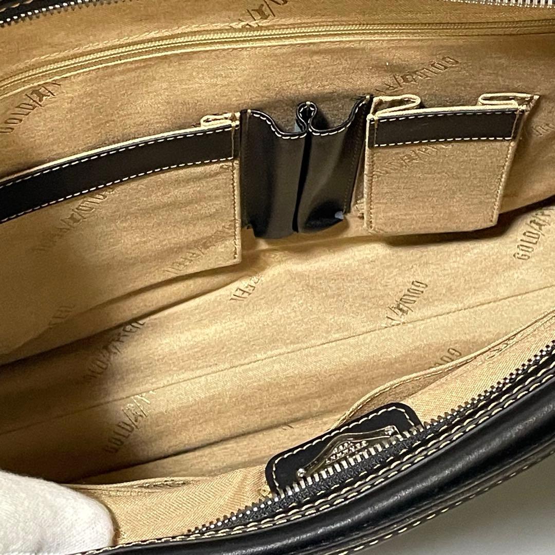 GOLD PFEIL ゴールドファイル レザー ビジネスバッグ 黒 使用感少な目