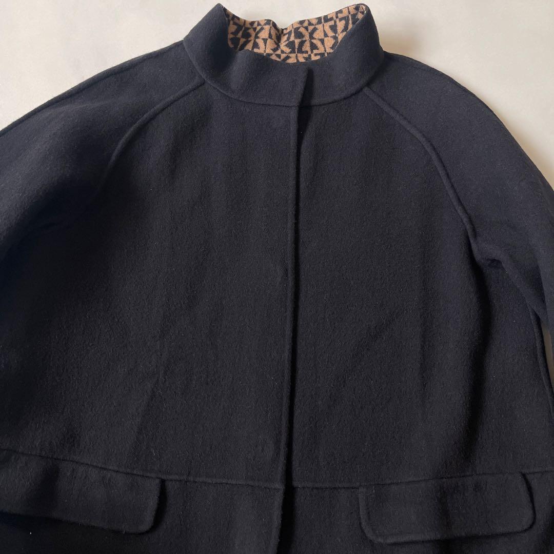 レオナール　リバーコート ウールコート オーバーサイズ ４０ 裏 ロゴ 総柄 L