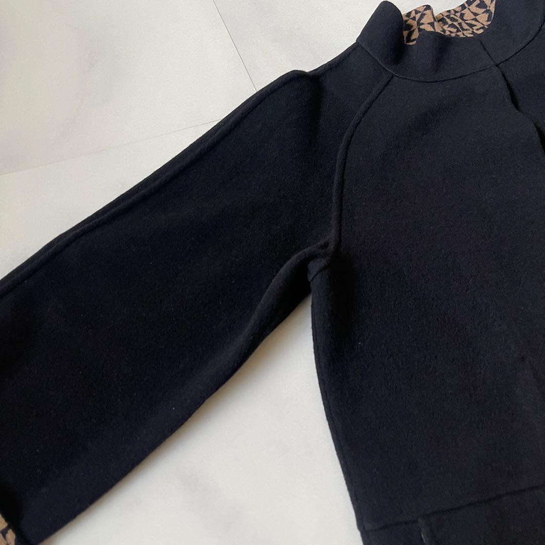 レオナール　リバーコート ウールコート オーバーサイズ ４０ 裏 ロゴ 総柄 L