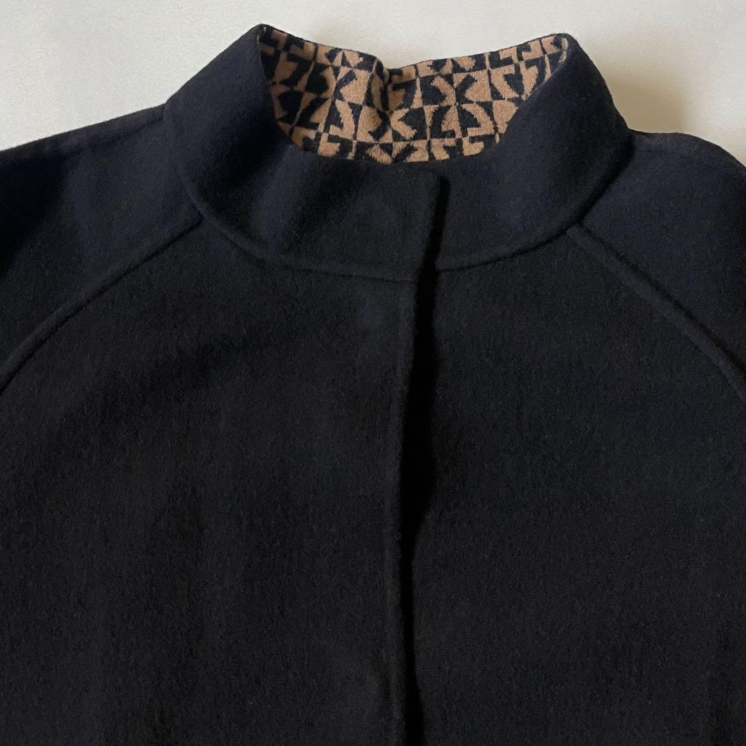 レオナール　リバーコート ウールコート オーバーサイズ ４０ 裏 ロゴ 総柄 L