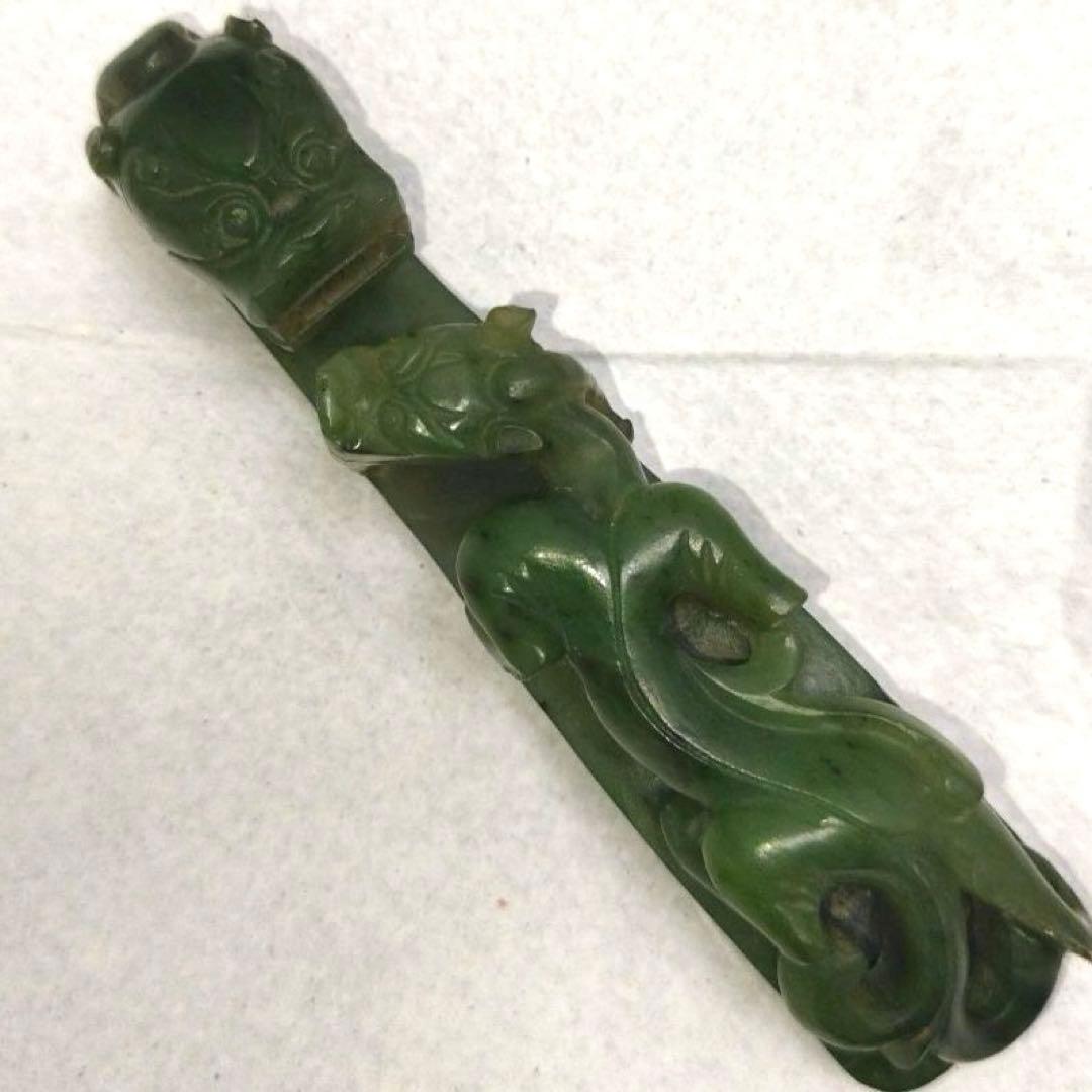 ゆ*う様 中国工芸品 美術 唐物骨董 中国古玩 玉帯鉤 翡翠 龍