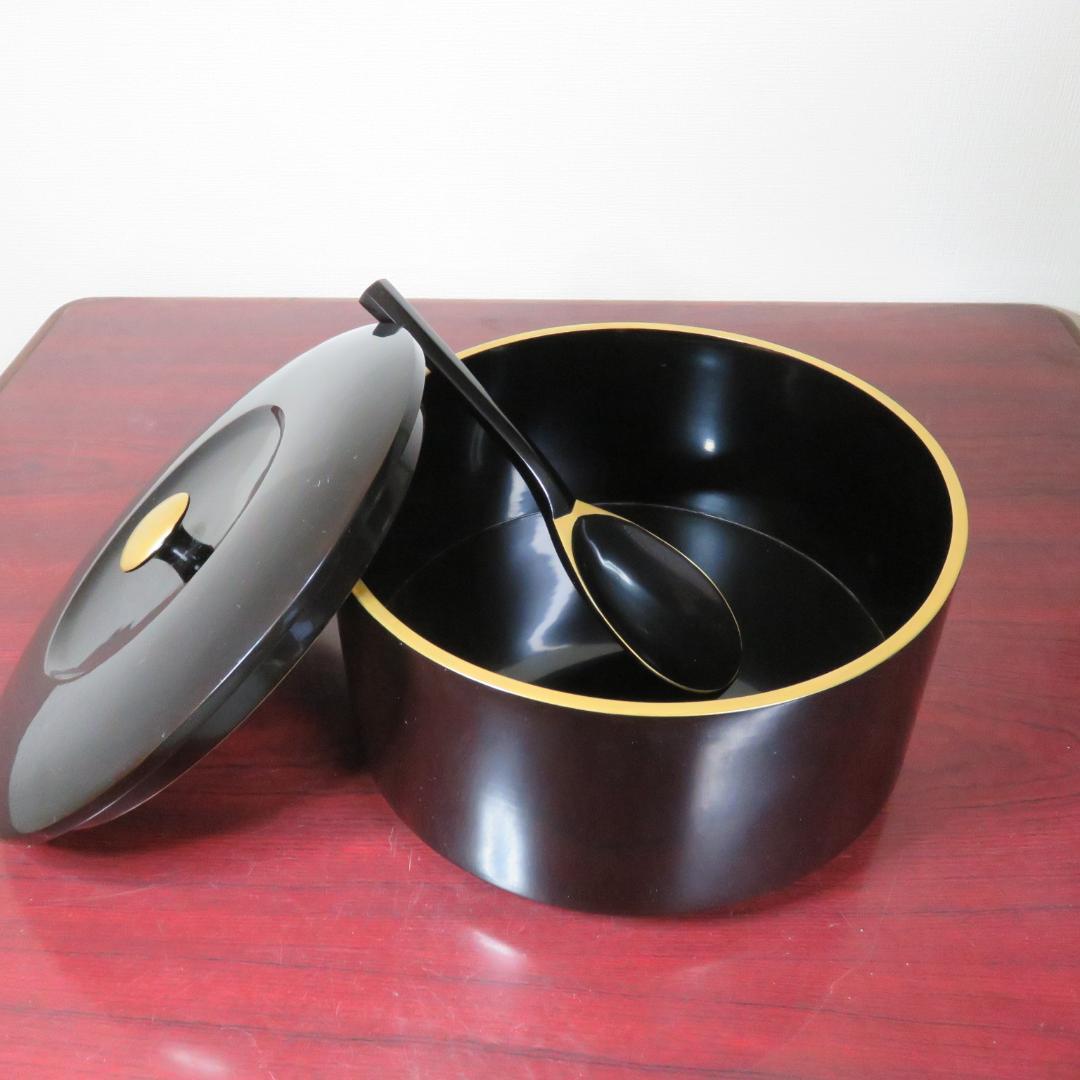 おひつ 御櫃 お膳 木製 漆塗り 漆器 黒塗 しゃもじ付き