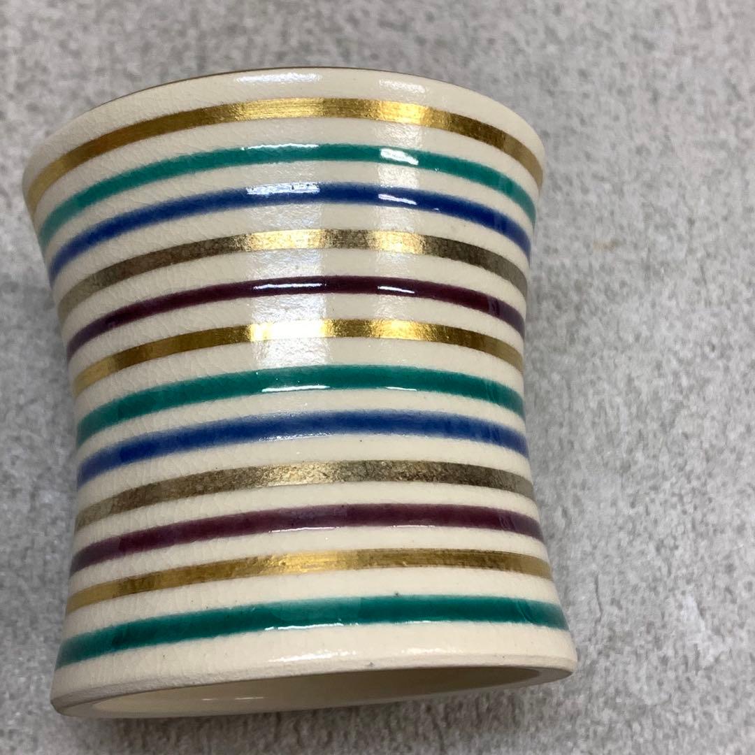 蓋置 手塚充 仁清写独楽端文 共箱 金 茶道具 B-3