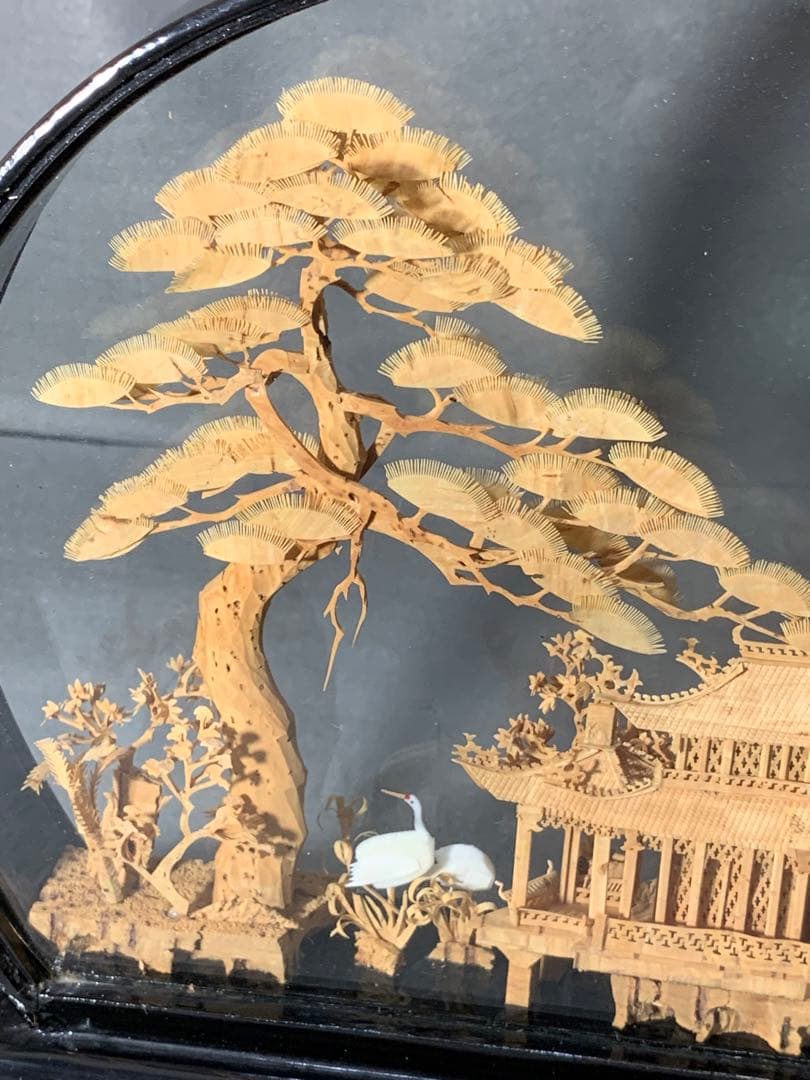 母のお茶道具の仲間たち　中国一刀彫　幅230x奥70xH230