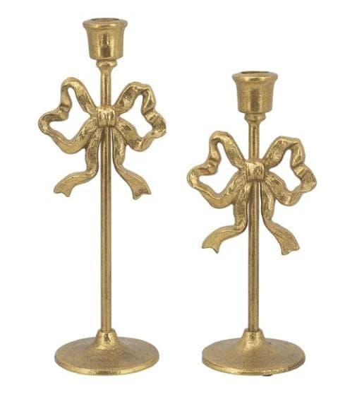 キャンドルスタンド 2点セット リボン ゴールド クリスマス 85649CH