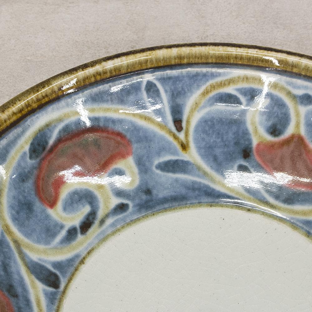 河井久 飾り皿大皿「唐草紋鉢」直径37.5cm 共箱 河井寛次郎・河井武一に師事