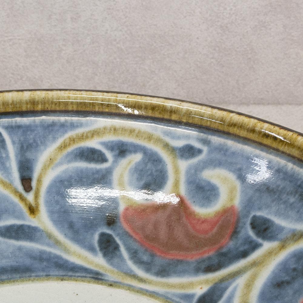 河井久 飾り皿大皿「唐草紋鉢」直径37.5cm 共箱 河井寛次郎・河井武一に師事