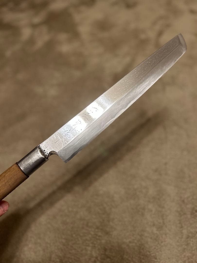 白二鋼　骨切り包丁　片刃　尺寸　約30cm