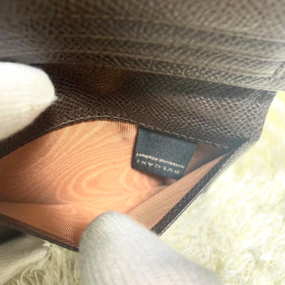 美品 ブルガリ 名刺入れ サフィアーノ ビーゼロワン サークルロゴ ブラウン