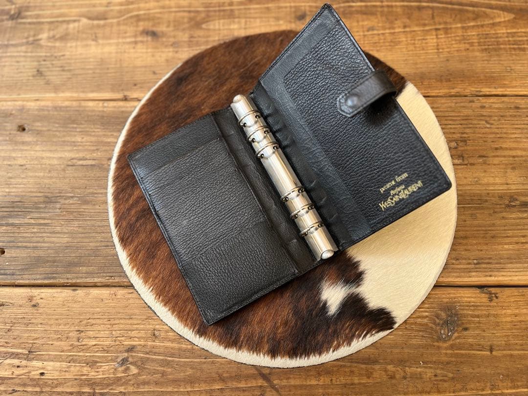 【ビンテージ】イヴ・サンローラン　ブラックレザー ルーズリーフ