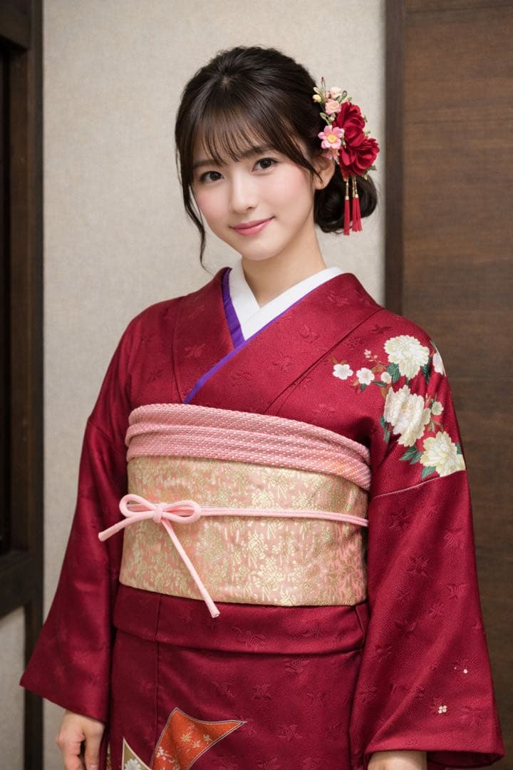 振袖フルセット6点サイズS〜M 束ね熨斗御所車花文　金彩　正絹