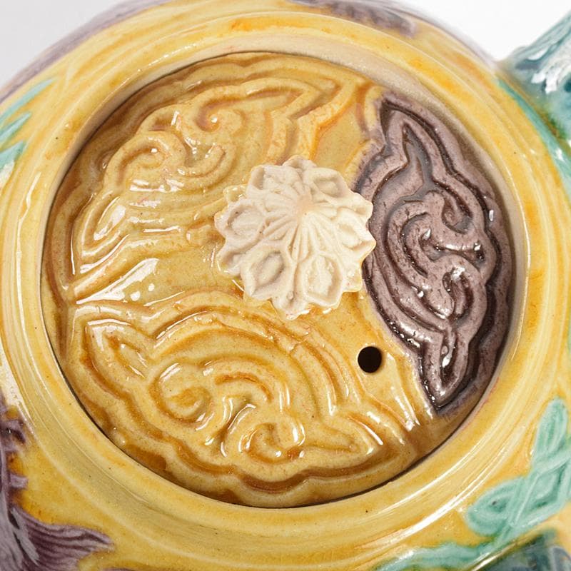 煎茶道具　平安桂窯　篁月作　交趾手鳳凰文　急須　茶壷　共箱　D　R5045