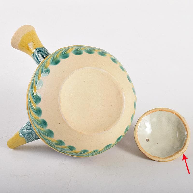 煎茶道具　平安桂窯　篁月作　交趾手鳳凰文　急須　茶壷　共箱　D　R5045