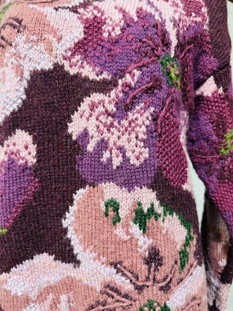 Vittadini ハンドメイドニット 花柄 ワンピース L