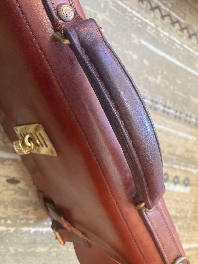 Luggage Label ビジネスバッグ ブライドルレザー 鍵付き チョコ