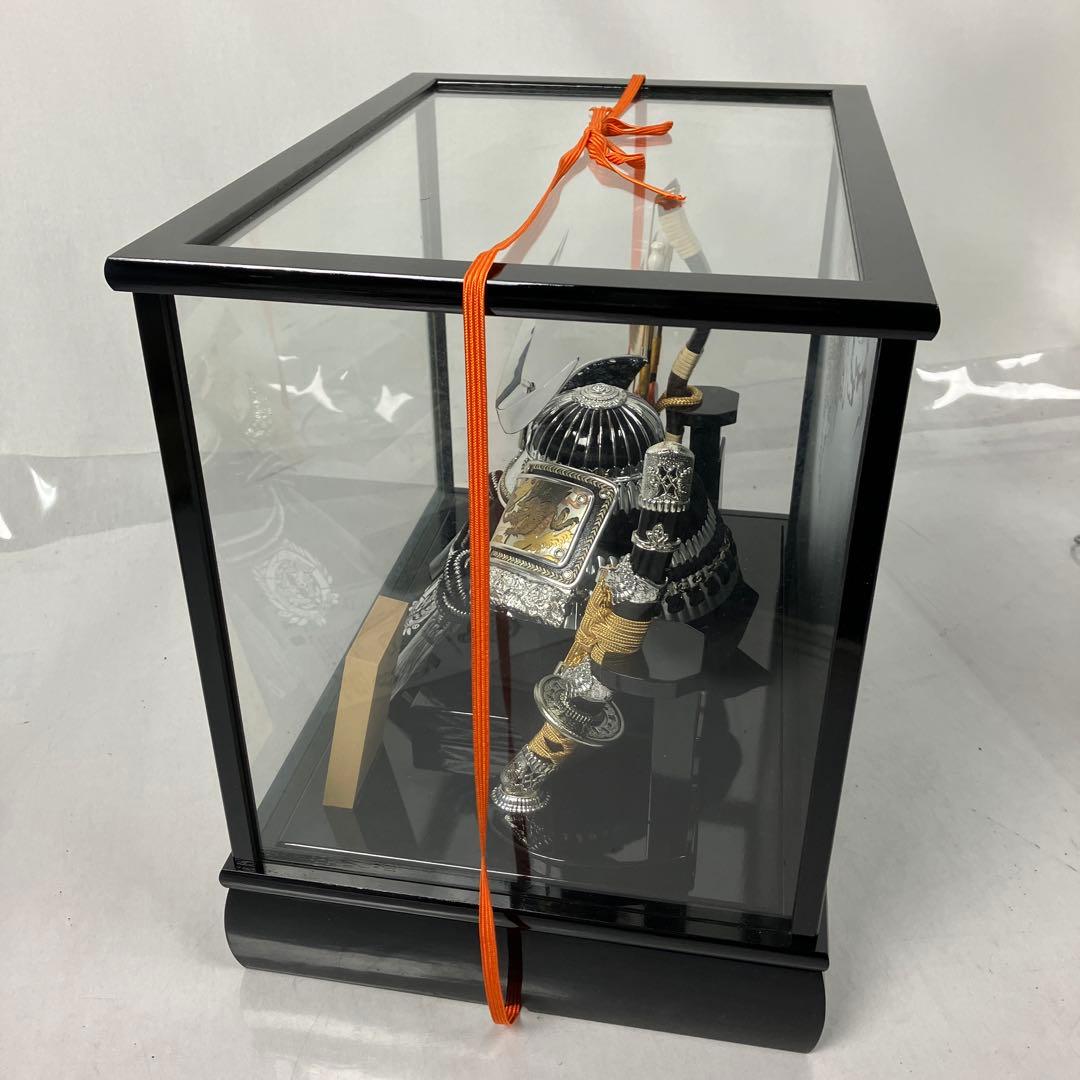 ▽ 五月人形 兜ケース飾り 伊達政宗 京寿 シルバー こどもの日