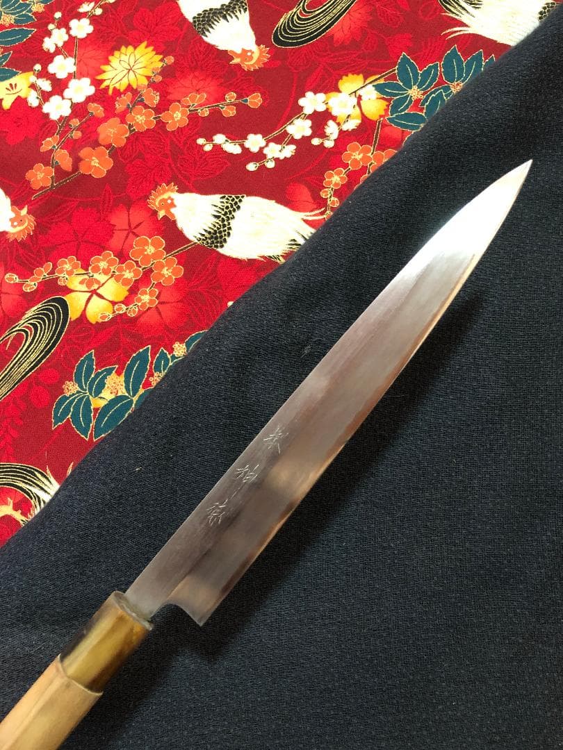【研ぎ済み】青鋼・本鍛錬　水牛口　堺神徳　柳刃包丁　和包丁　ナイフ　料理　釣り
