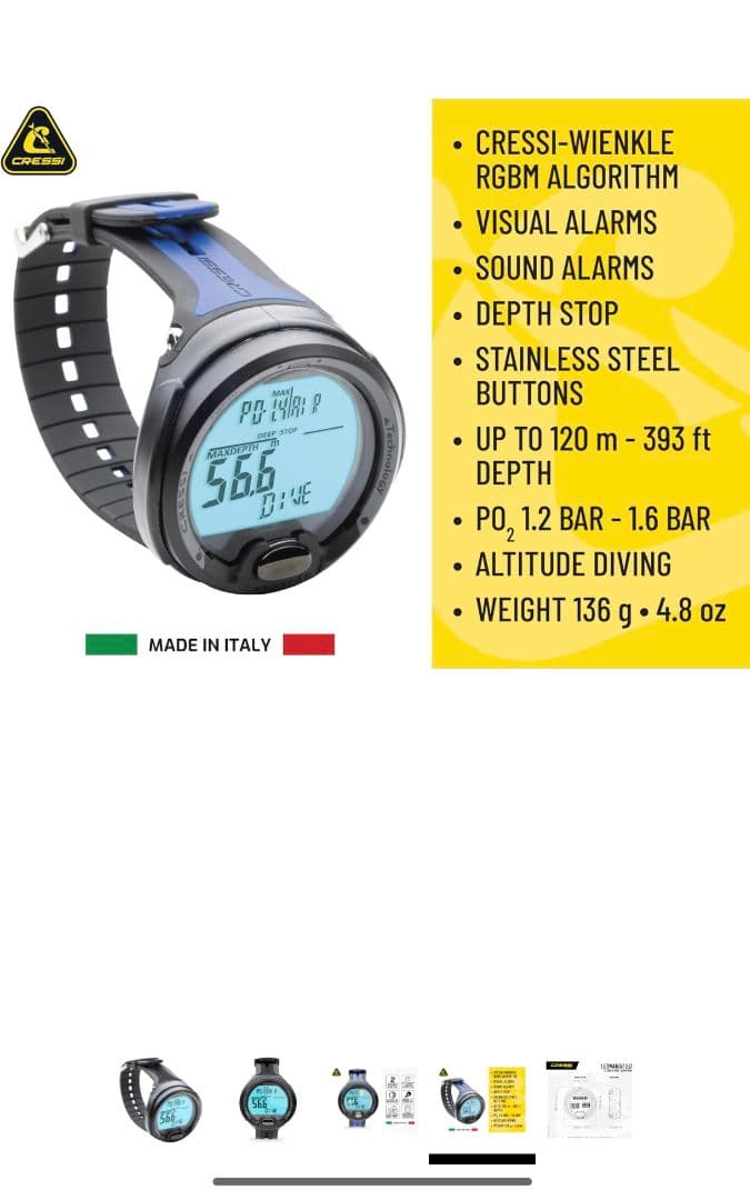動作品 CRESSI デジタル ダイビングコンピュータ 腕時計 Leonardo