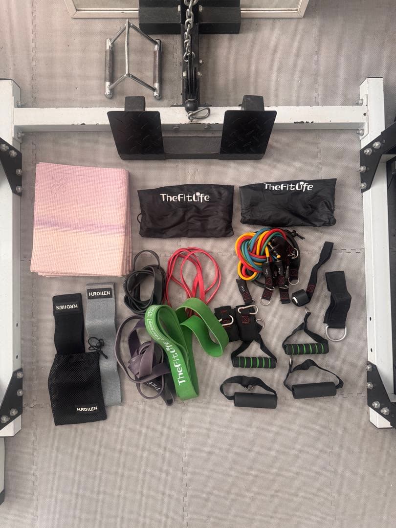 パワーラック140kgバーベル、24kgダンベル、ベンチ、ホームジムセット