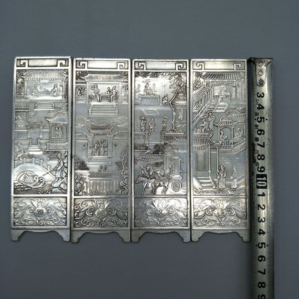 雅趣文豪屏風 細工 彫刻 工芸品 美術品 置物