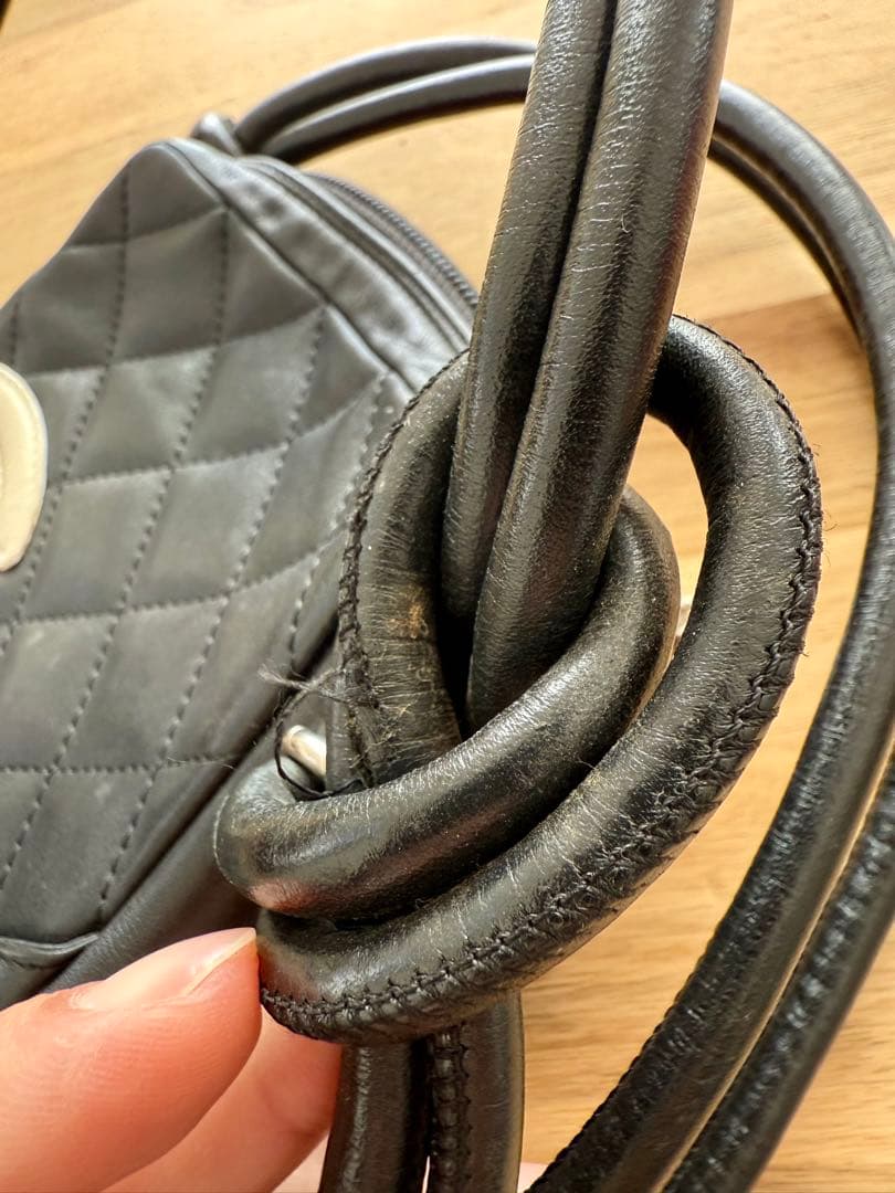 【希少】CHANEL カンボンライン アクセサリーポーチ ポシェット 黒×白