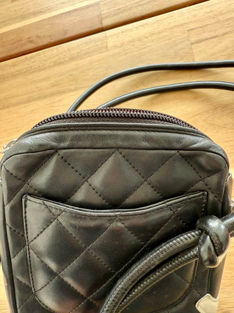 【希少】CHANEL カンボンライン アクセサリーポーチ ポシェット 黒×白