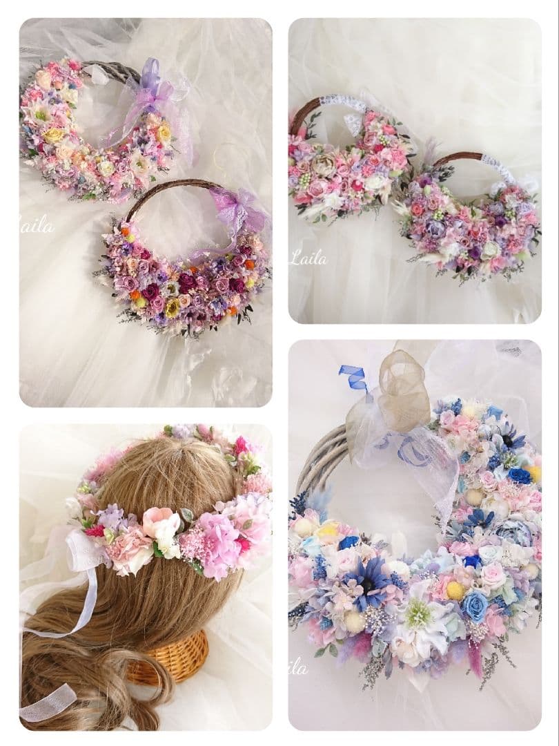 ウェディングブーケオーダー承りますリースブーケブートニア花冠リストブーケ結婚式