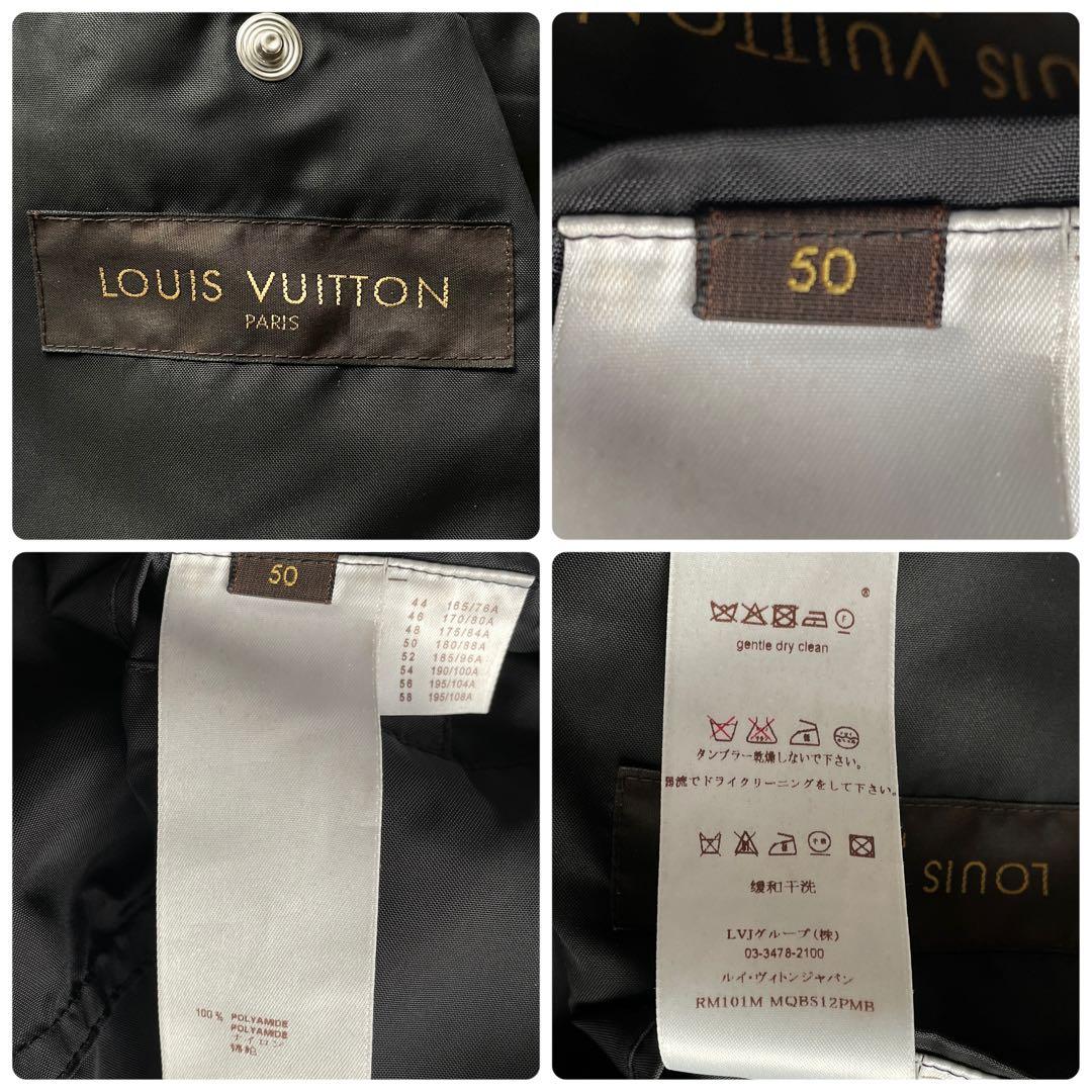 XLサイズ ルイヴィトン ナイロンジャケット 立体メタルロゴ 収納フード 黒
