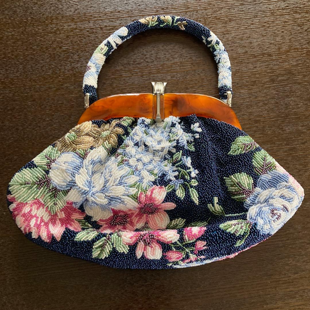 総ビーズバッグ　昭和レトロ　和装　がま口