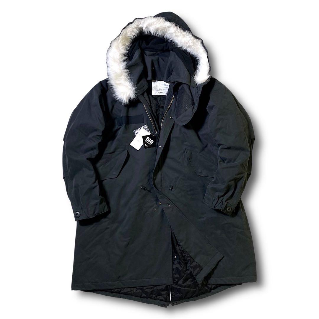 M ビームス 裏地キルティング ビッグシルエット 2way モッズコート 黒