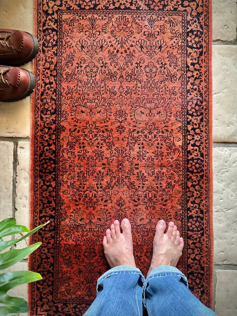 トライバルラグ　ヴィンテージラグ　ペルシャ絨毯　オーバーダイ　プリミティブアート