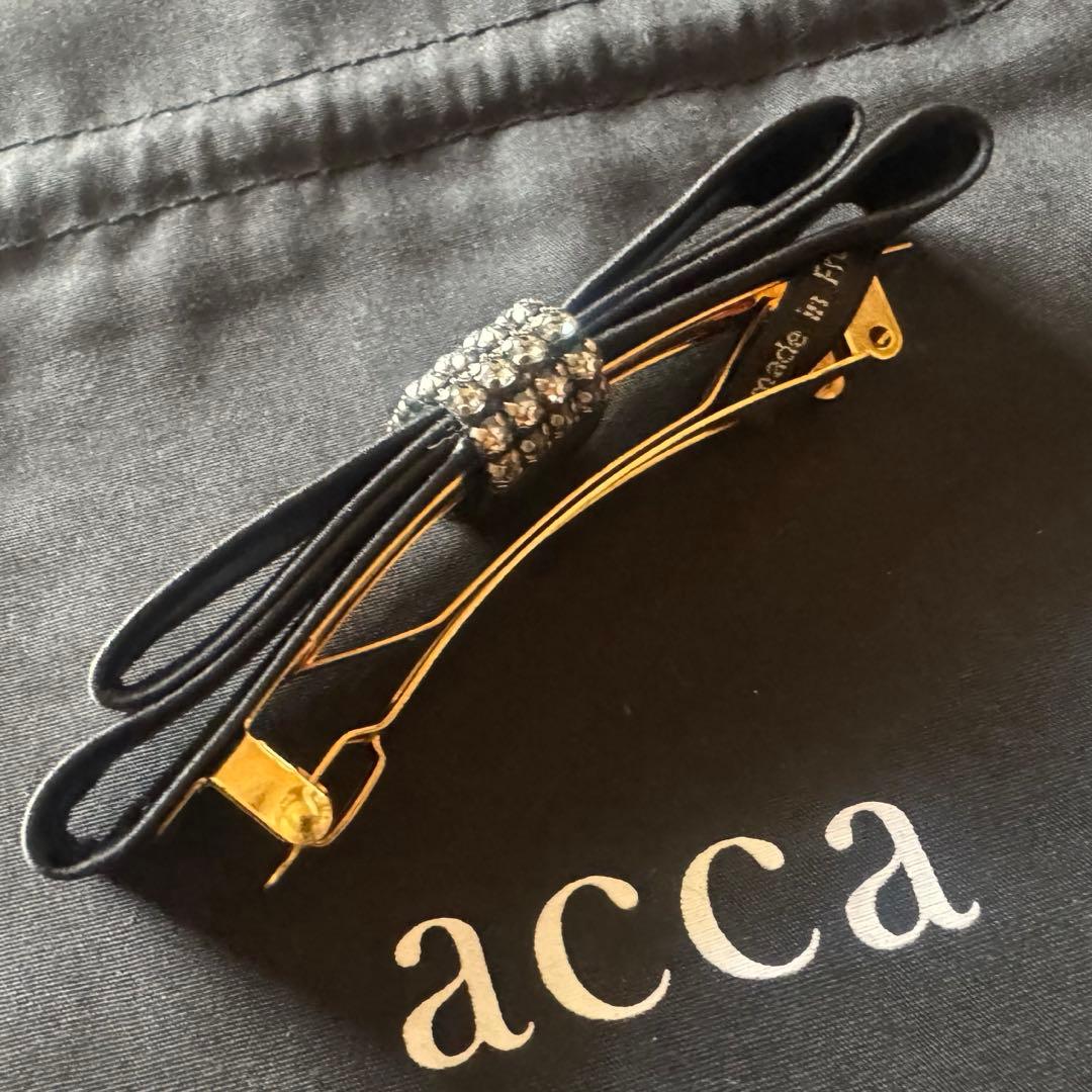 最終価格【美品】acca アッカ リボンバレッタ スワロフスキー