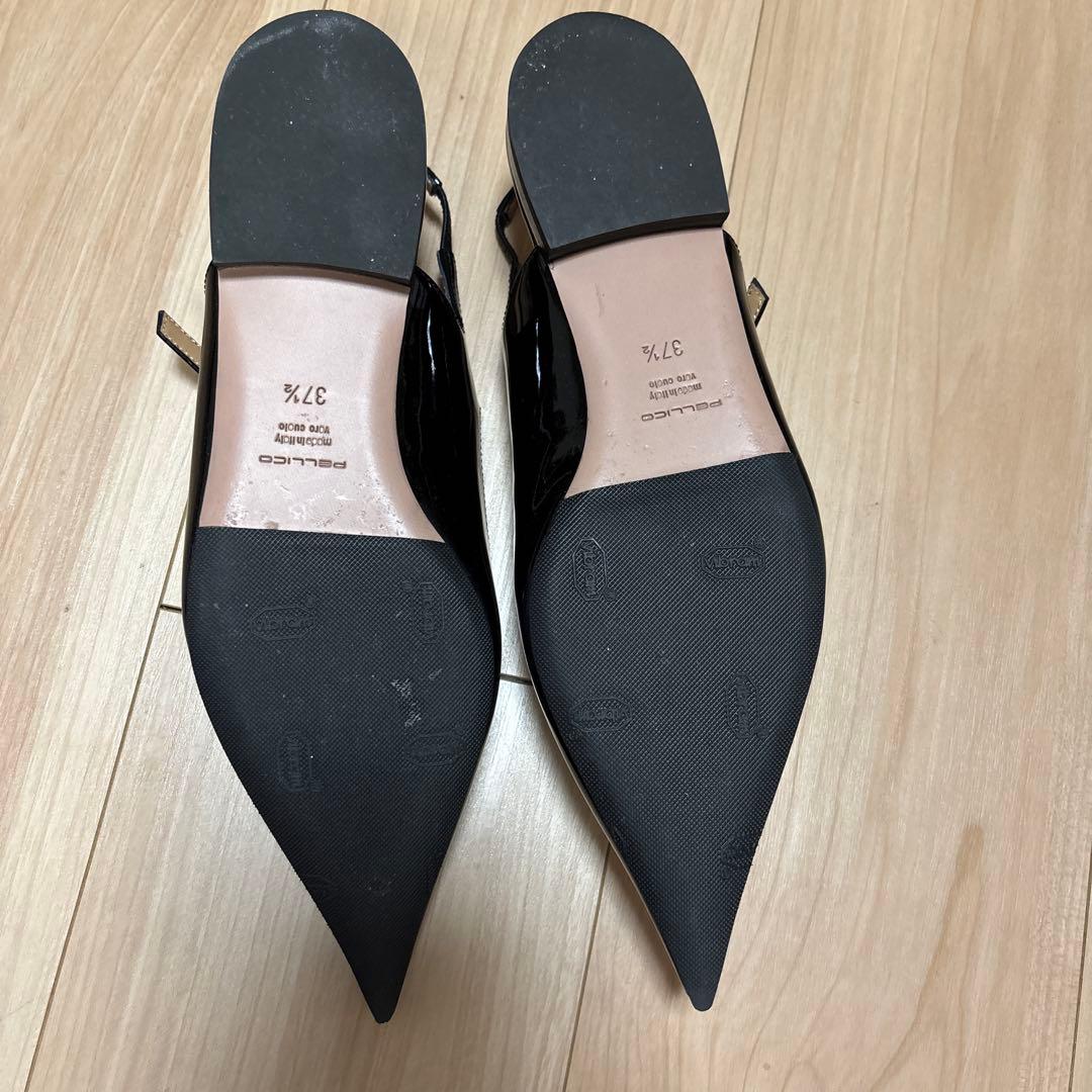 PELLICO ブラック ポインテッドトゥ ミュール　サイズ37.5