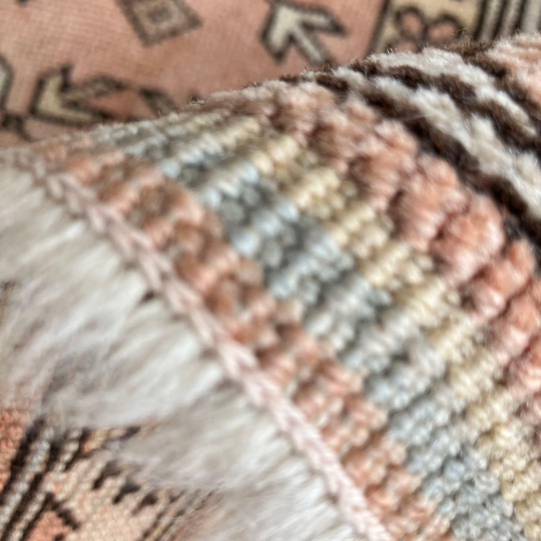 アールデコ調　81×131✳︎直線　くすみピンク　ベージュ　トルコヴィンテージラグ