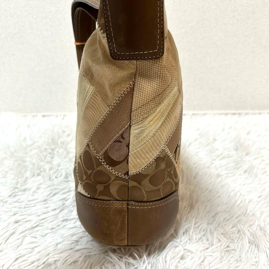 バッグ Coach Signature Patch Work Denim Bucket